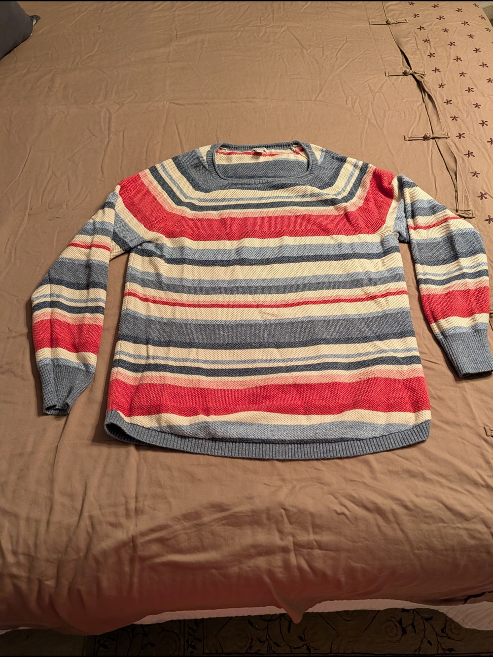 L.L.Bean Striped Knit Summer Sweater in Blue, Cream & Pink